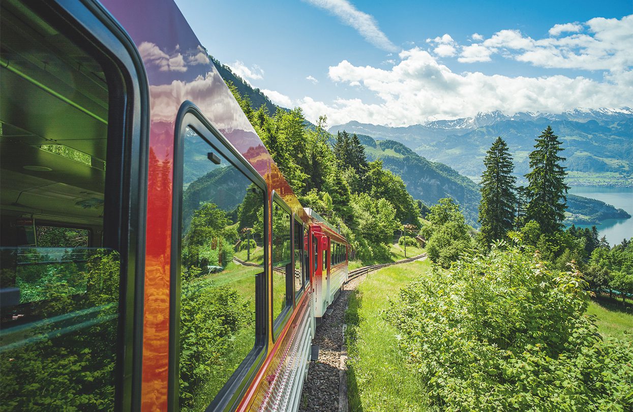 One way to get up Mt. Rigi is by funicular. The nostalgic ride is a delight for hikers of all ages