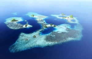 Aerial view of Daram Island group, Raja Ampat, West Papua, image by Mike Veitch, shutterstock