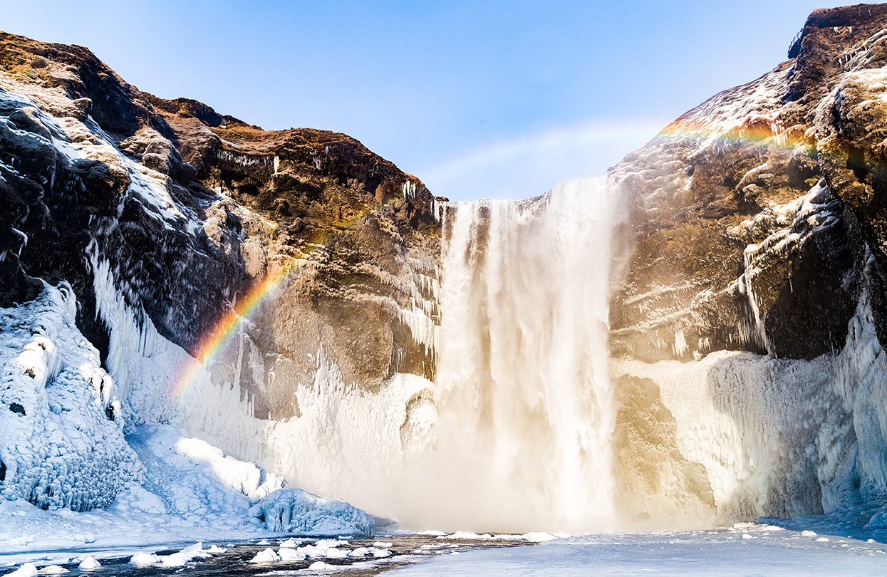 The iconic Skogafoss Waterfall