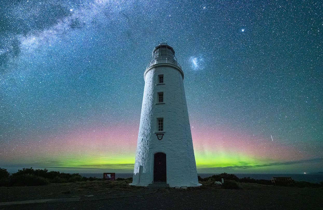 Witness Aurora Australis in Tasmania, this is the Cape Bruny Lighthouse, photo by Luke Tscharke